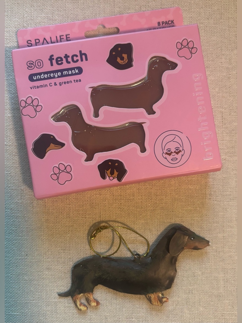 NWT Dachshund Under Eye Masks and Christmas Ornament